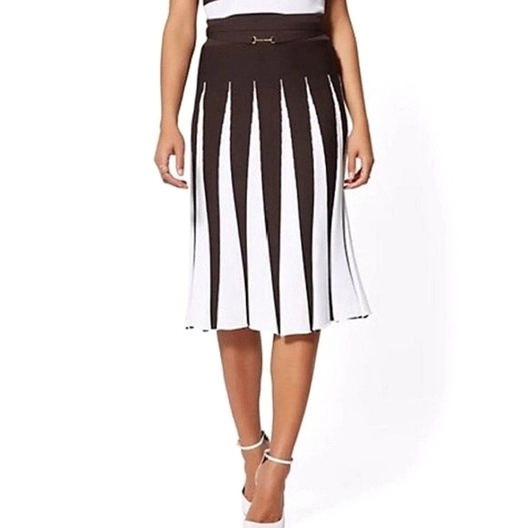 30 for $30! NY & C.O. Pleated Striped Sweater Midi Full Skirt - Picture 1 of 9